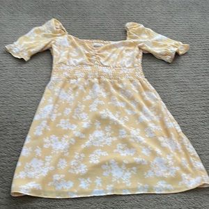 Abercrombie and Fitch Yellow Smocked Floral Dress
